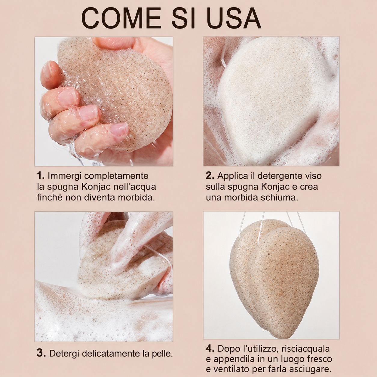 Spugna Konjac Esfoliante Naturale – Pelle Liscia e Luminosa